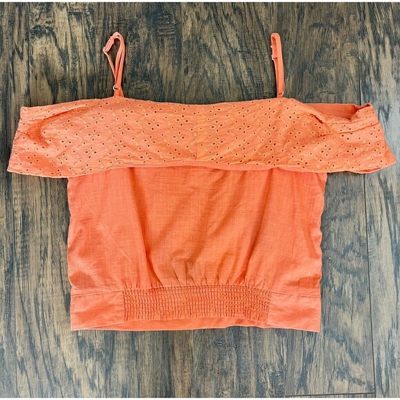 Milk & Honey Off Shoulder Strappy Boho Crop Top Orange Size Small - Picture 9 of 9